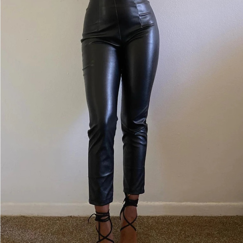 Princess Polly Faux Leather Lyra Pants Black